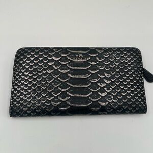 Coach Black Embossed Snakeskin Wallet